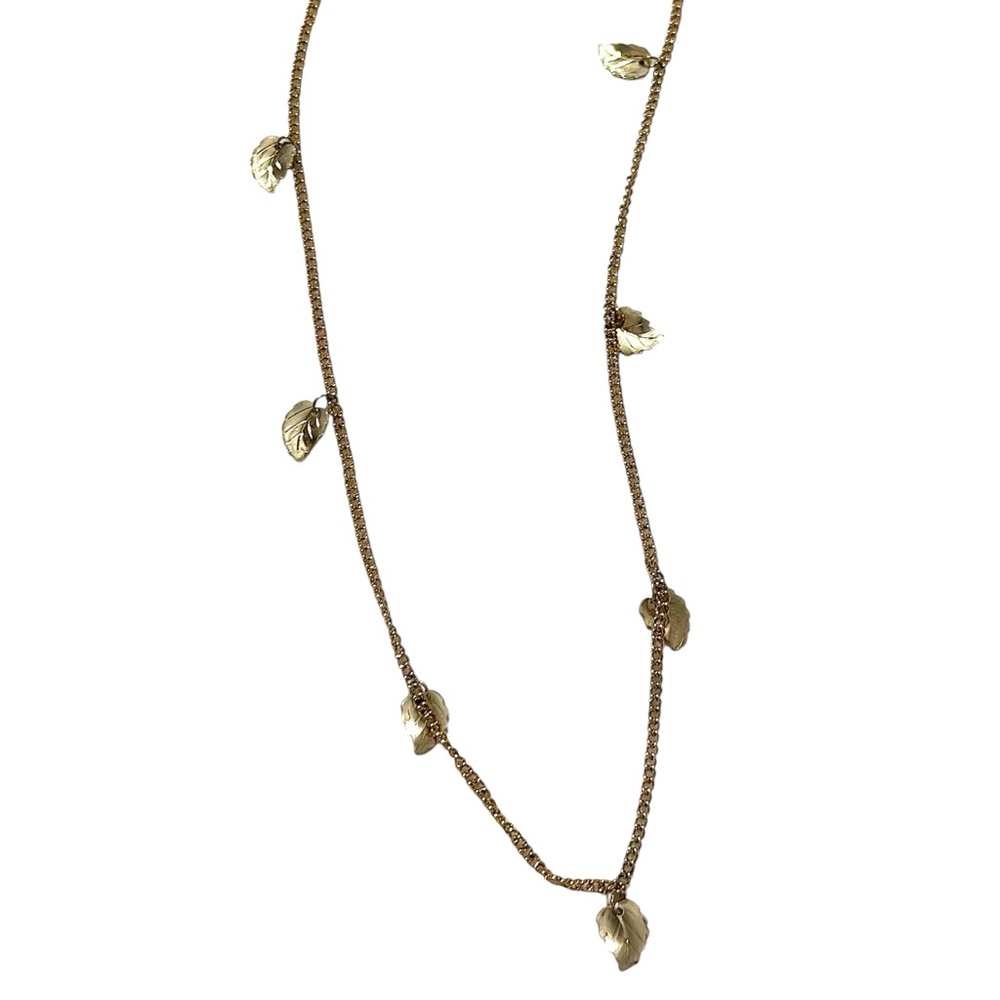 Necklace gold tone chain leaf charms by Beeline length